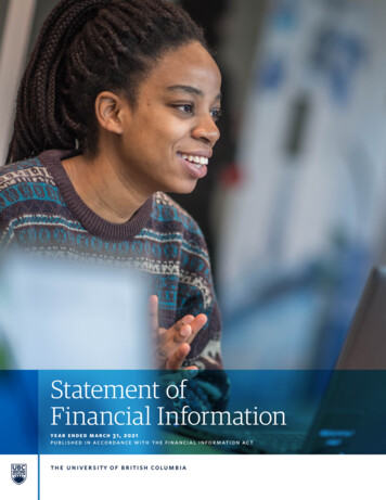 Statement Of Financial Information - Home UBC Finance