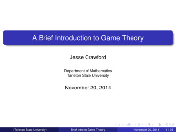 A Brief Introduction To Game Theory - Faculty Websites