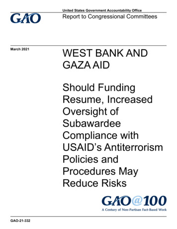 GAO-21-332, West Bank And GAZA Aid: Should Funding Resume, Increased .