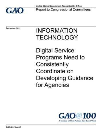 GAO-22-104492, INFORMATION TECHNOLOGY: Digital Service Programs Need To .