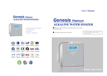 GENESIS Platinum User's Manual - Alkaline Water Plus