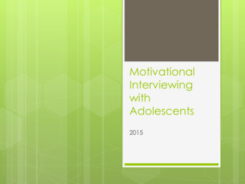Motivational Interviewing With Adolescents