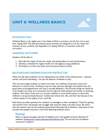 UNIT 8: WELLNESS BASICS - Next Steps NH