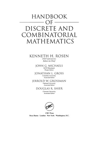 Handbook Of Discrete And Combinatorial Mathematics