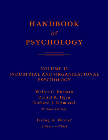 HANDBOOK Of PSYCHOLOGY - UBalt