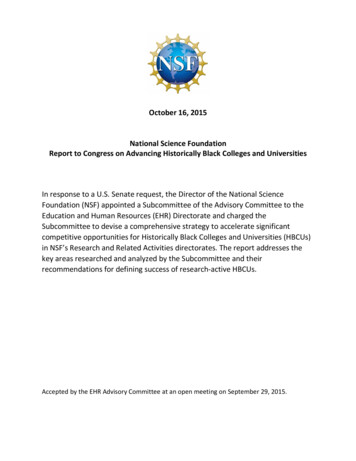 October 16, 2015 National Science Foundation Report To Congress . - NSF