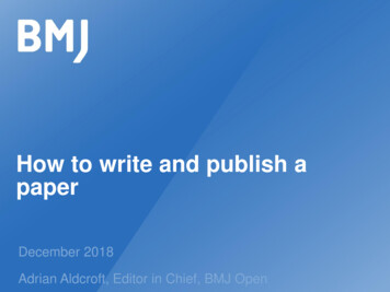 How To Write And Publish A Paper - BMJ
