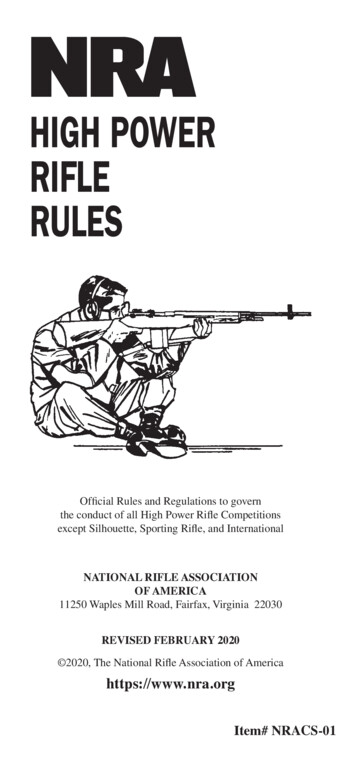 HIGH POWER RIFLE RULES - Rule Books