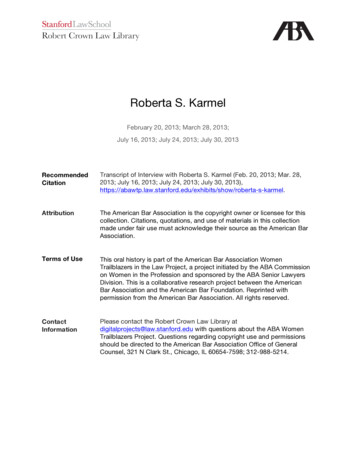 Roberta S. Karmel - Stanford University