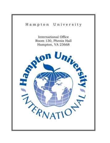 International Office Room 130, Phenix Hall Hampton . - Hampton University
