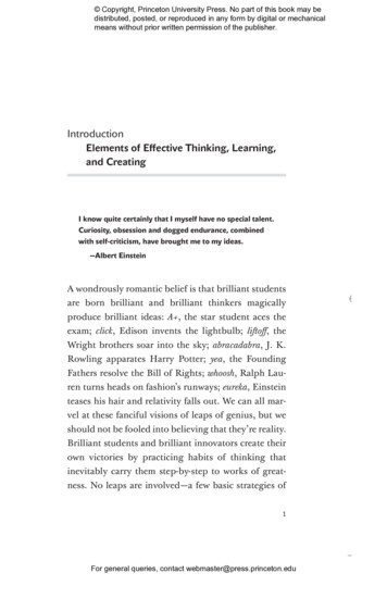 Introduction Elements Of Eﬀ Ective Thinking, Learning, And .