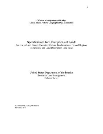 Specifications For Descriptions Of Land - Bureau Of Land .