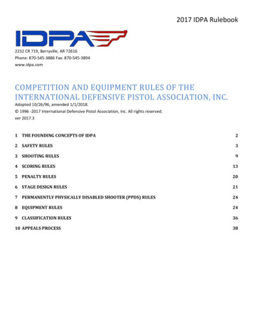 COMPETITION AND EQUIPMENT RULES OF THE 