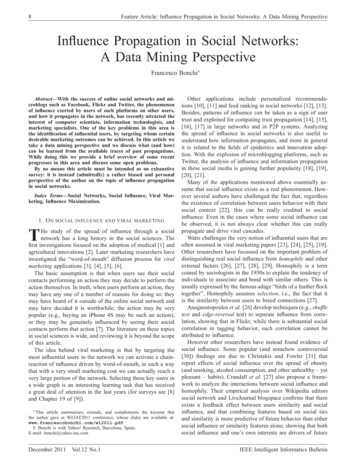 Inﬂuence Propagation In Social Networks: A Data Mining Perspective