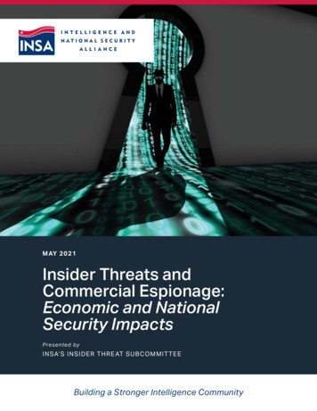 MAY 2021 Insider Threats And Commercial Espionage: Economic And .