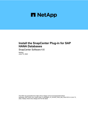 Install The SnapCenter Plug-in For SAP HANA Databases - NetApp