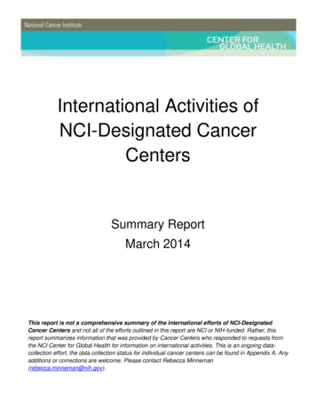 NCI Designated Cancer Centers International Activities