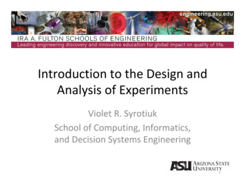 Introduction To The Design And Analysis Of Experiments