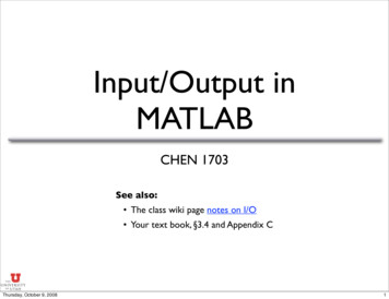 Input/Output In MATLAB