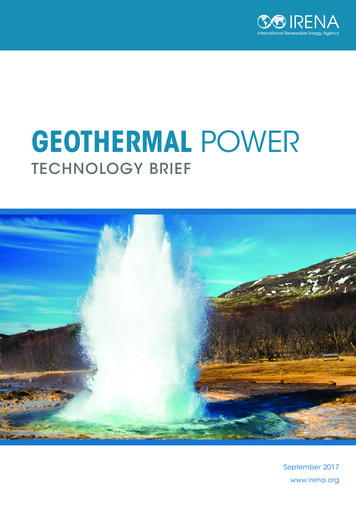 Geothermal Power: Technology Brief - IRENA