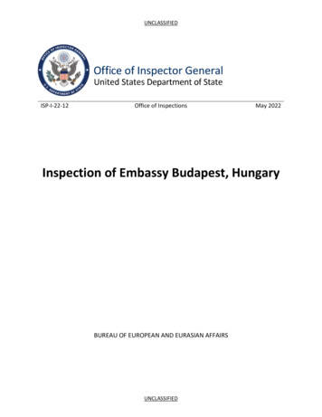 Inspection Of Embassy Budapest, Hungary