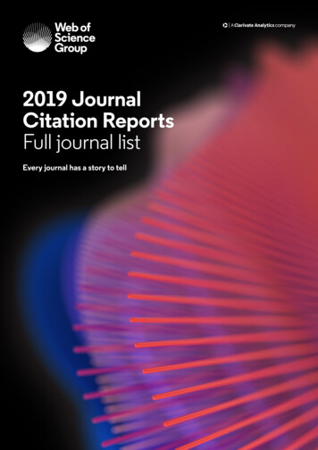 2019 Journal Citation Reports Full Journal List - Clarivate