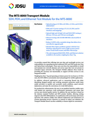 The MTS-8000 Transport Module SDH,PDH,and Ethernet Test .