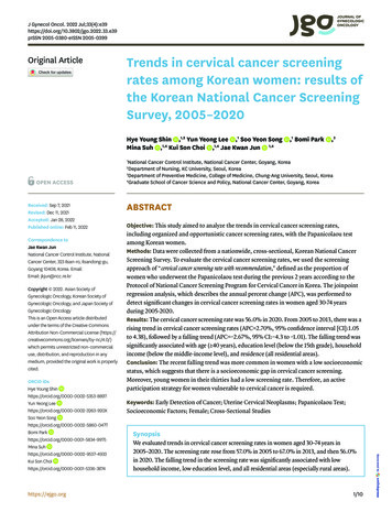Original Article Trends In Cervical Cancer Screening Rates Among Korean .