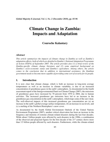 Climate Change In Zambia: Impacts And Adaptation