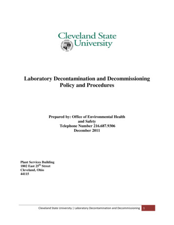 Laboratory Decontamination And Decommissioning Policy