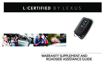 WARRANTY SUPPLEMENT AND ROADSIDE ASSISTANCE GUIDE - Lexus