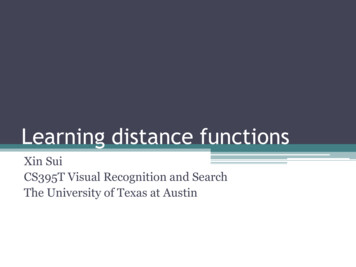 Learning Distance Functions - University Of Texas At Austin