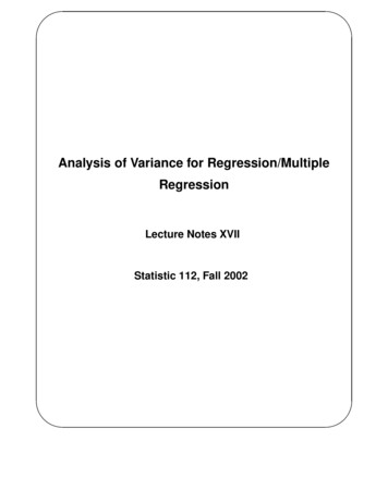 Analysis Of Variance For Regression/Multiple Regression