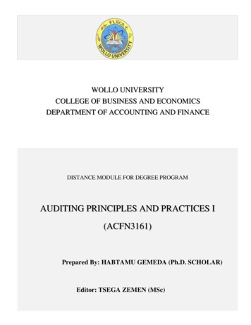 AUDITING PRINCIPLES AND PRACTICES I (ACFN3161)