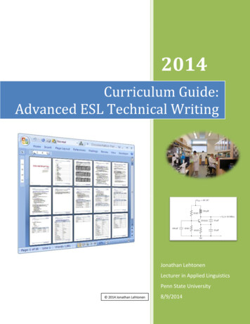 Curriculum Guide: Advanced ESL Technical Writing
