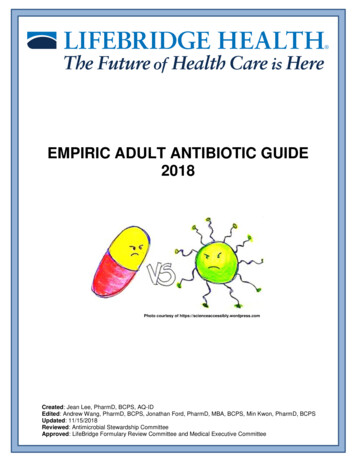 EMPIRIC ADULT ANTIBIOTIC GUIDE 2018 - LifeBridge Health
