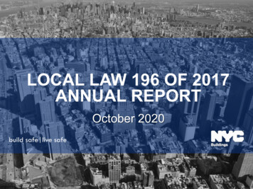LOCAL LAW 196 OF 2017 ANNUAL REPORT - New York City