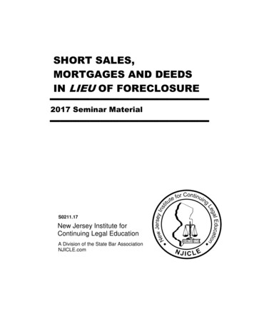 Short Sales, Mortgages And Deeds In Lieu Of Foreclosure