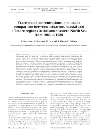 Trace Metal Concentrations In Mussels: Comparison Between Estuarine .