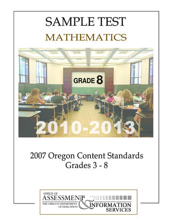 Mathematics Sample Test Grade 8 2010-2013