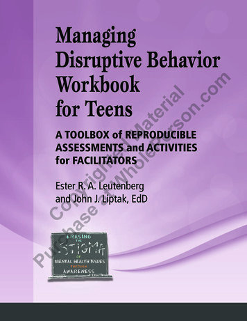 Managing Disruptive Behavior Workbook For Teens Material A .