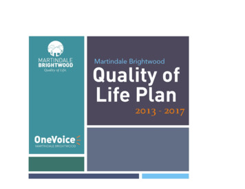 Martindale Brightwood Quality Of Life Plan : 2013 To 2017