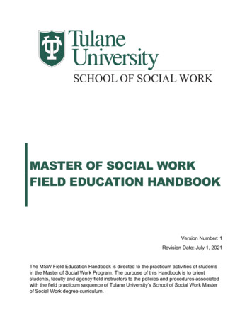 MASTER OF SOCIAL WORK FIELD EDUCATION HANDBOOK