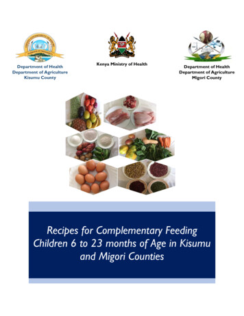 Recipes For Complementary Feeding Children 6 To 23 