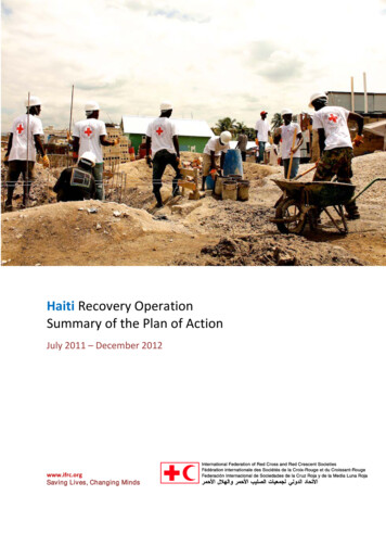 Haiti Recovery Operation Summary Of The Plan Of Action - IFRC