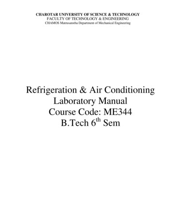 Refrigeration & Air Conditioning Laboratory Manual Course . - CHARUSAT