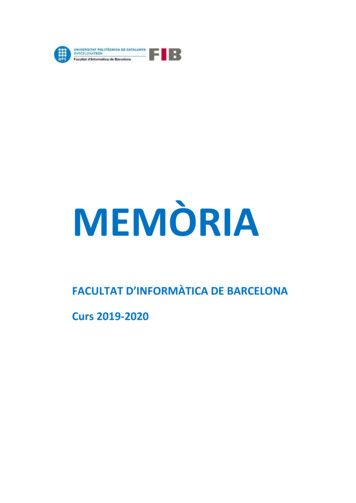 MEMÒRIA - UPC Universitat Politècnica De Catalunya