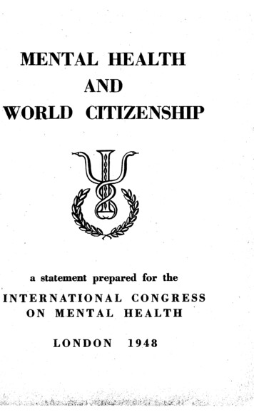 MENTAL HEALTH AND WORLD CITIZENSHIP - Internet Archive