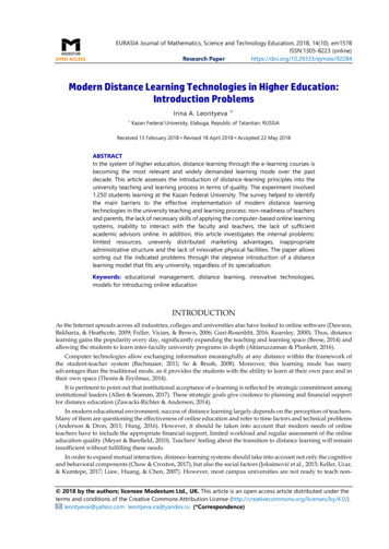 Modern Distance Learning Technologies In Higher . - Science Education