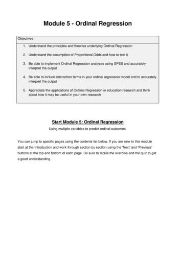 Module 5 - Ordinal Regression - ReStore